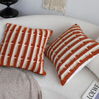 SOGA 45cm Rust Orange & Off-White Striped Polyester Decorative Pillowcase