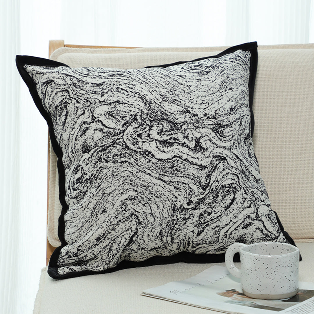 SOGA 45cm Abstract Square Pillowcase with Black Edging