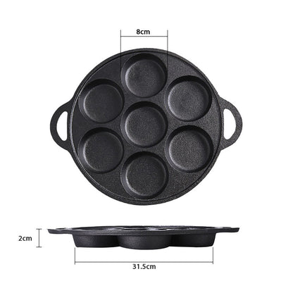 SOGA 2X 31.5cm Cast Iron Takoyaki Fry Pan Octopus Balls Maker 7 Hole Cavities Grill Mold