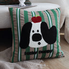 SOGA 45cm Christmas Dog Pillow Cover - Holiday Striped Pillowcase
