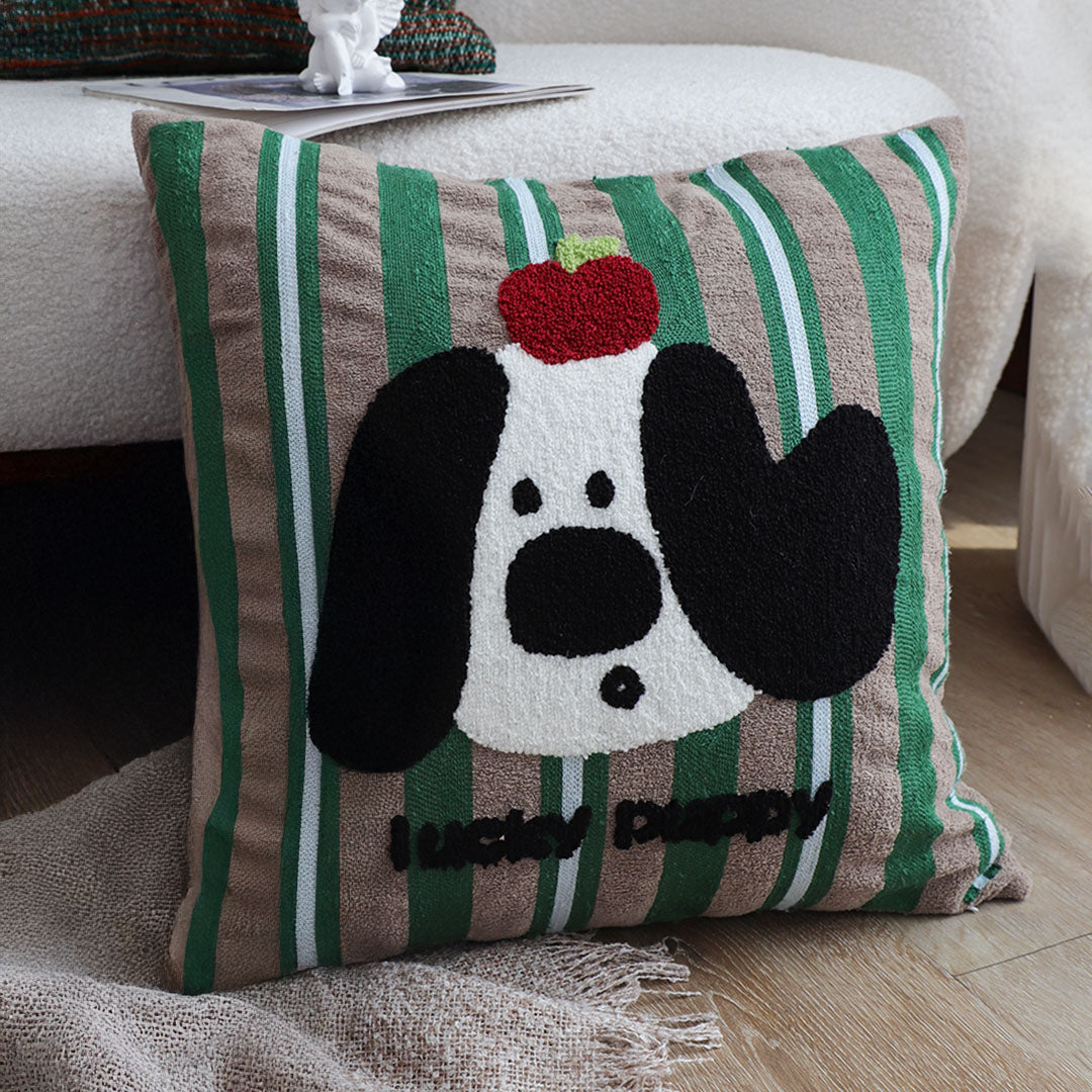 SOGA 45cm Christmas Dog Pillow Cover - Holiday Striped Pillowcase