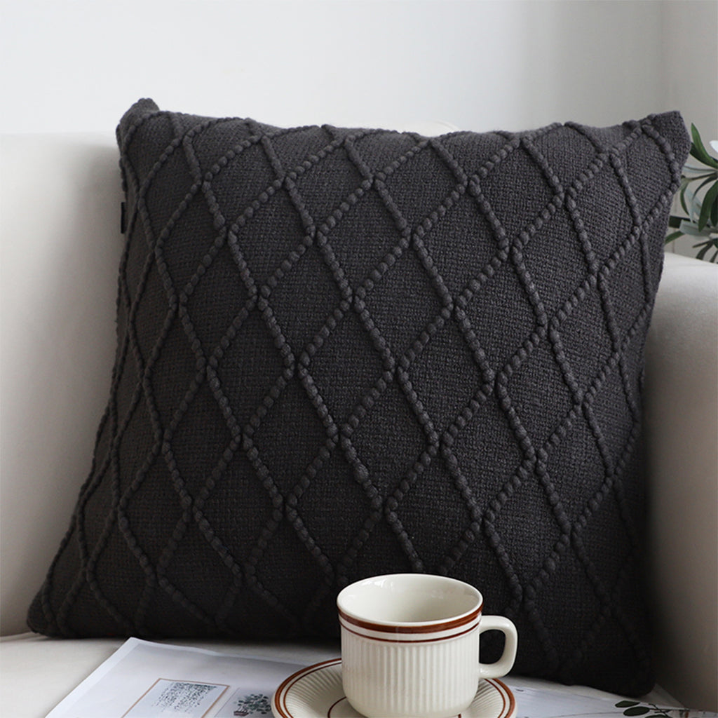 SOGA 45cm Charcoal Grey Cable Knit Pillow Cover