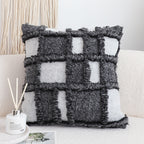 SOGA 45cm Luxurious Faux Fur Textured Checkered Pillowcase