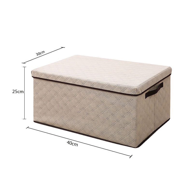 SOGA Medium Beige Non-Woven Diamond Quilt Grid Fabric Storage/Organizer Box