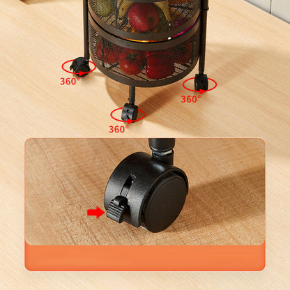 SOGA 4 Tier Steel Round Rotating Kitchen Cart Multi-Functional Shelves Portable Storage Organizer with Wheels