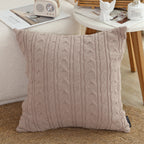 SOGA 2X 45cm Dusty Rose Cable Knit Decorative Pillowcase
