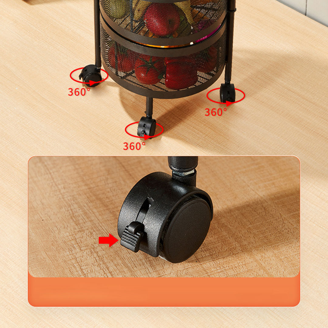 SOGA 2X 4 Tier Steel Round Rotating Kitchen Cart Multi-Functional Shelves Portable Storage Organizer with Wheels