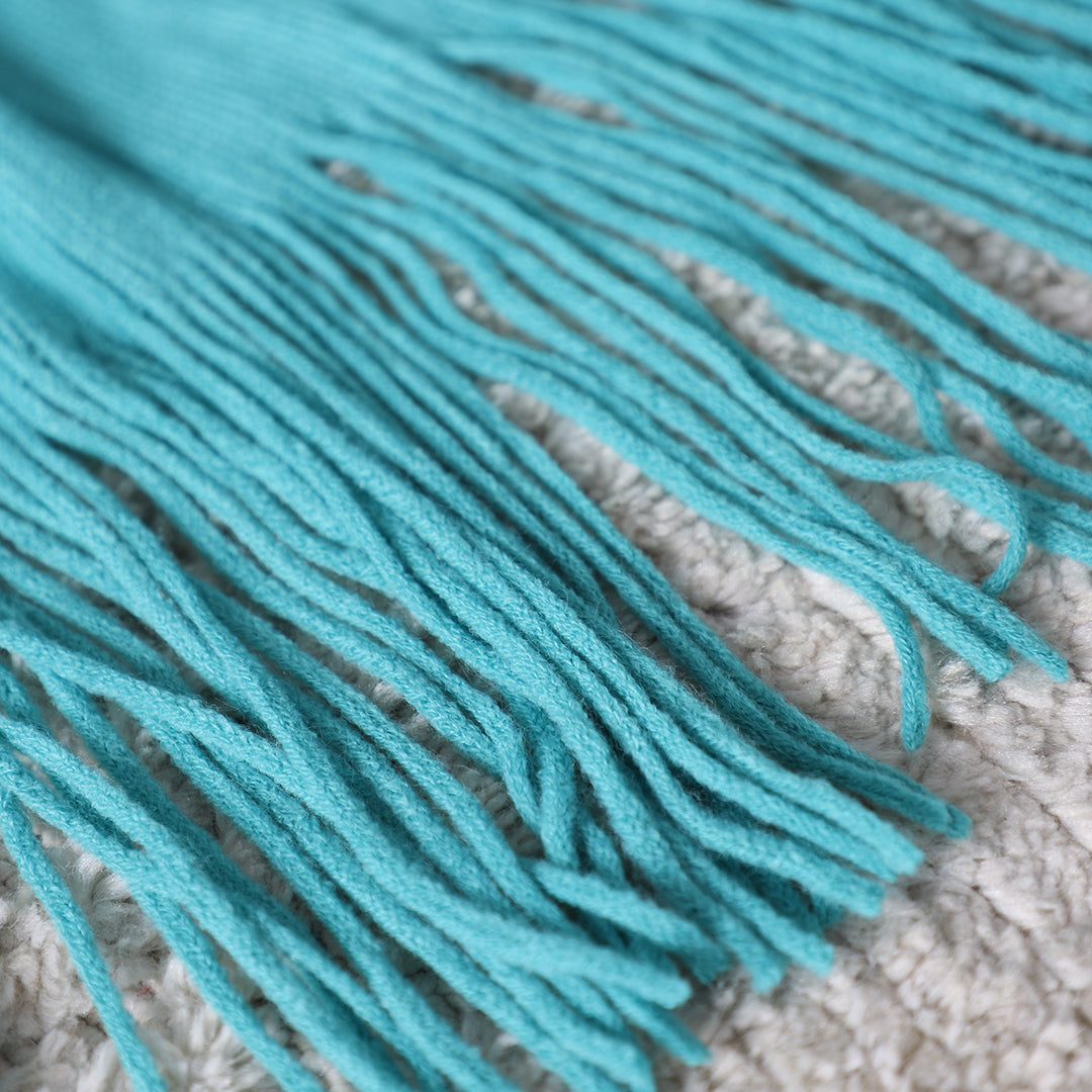 SOGA 2X Acrylic Knitted Throw Blanket – Solid Fringed Warm Cozy Woven Cover for Couch, Bed, Sofa Home Decor, Teal
