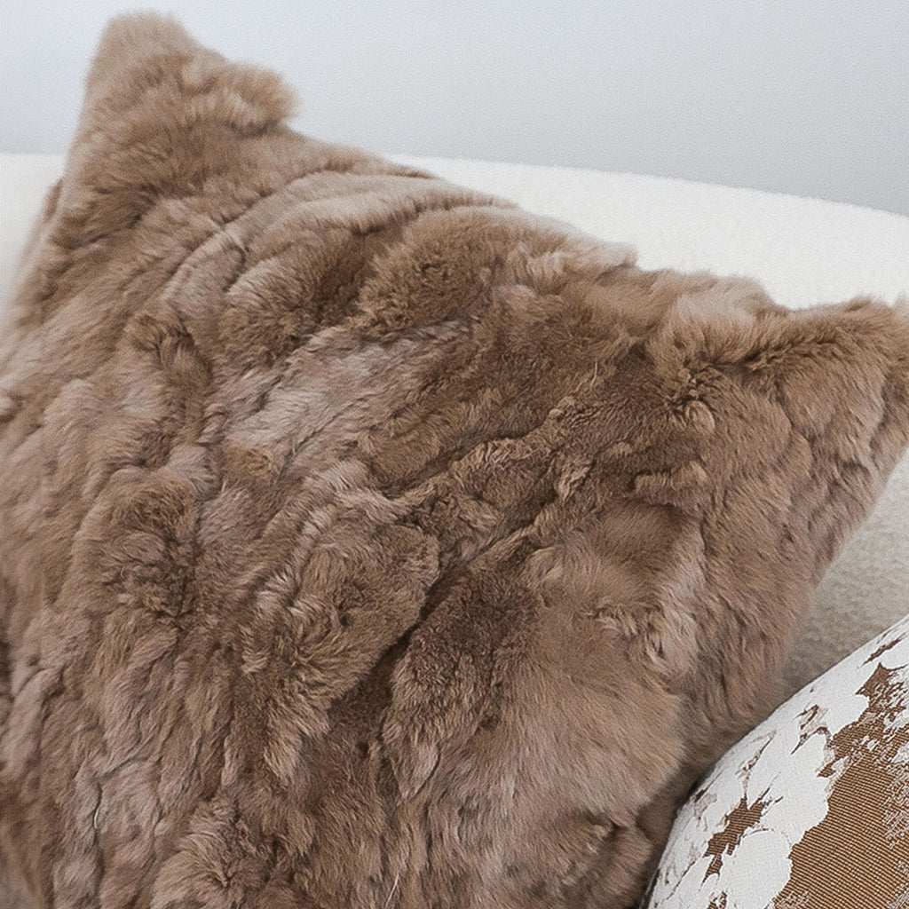 SOGA 45cm  LuxeFur Plush Brown Pillowcase