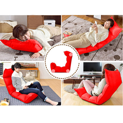 SOGA 4X Foldable Tatami Floor Sofa Bed Meditation Lounge Chair Recliner Lazy Couch Red