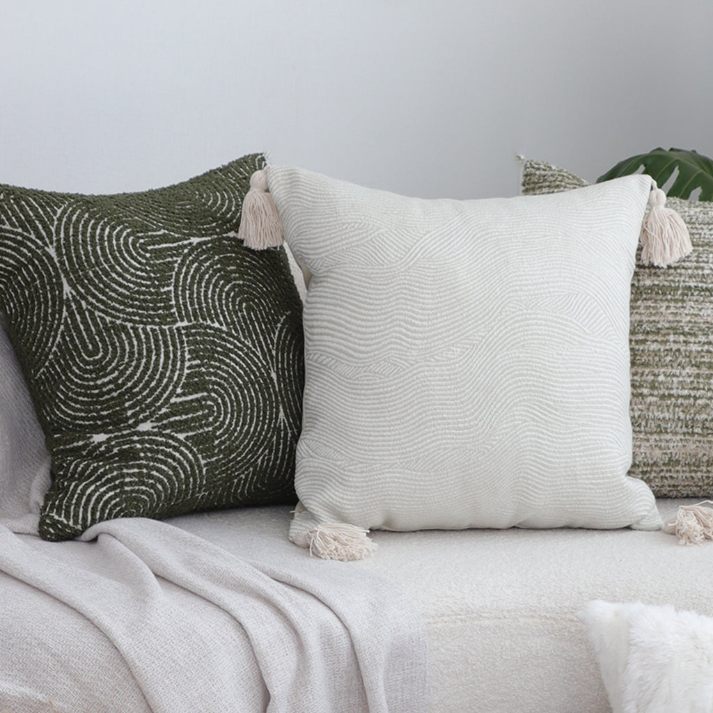 SOGA 45cm Minimalist Cream Tassel Pillowcase with tassels