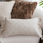 SOGA 2X 35x62cm Serene Textured Fringed Cushion Cover