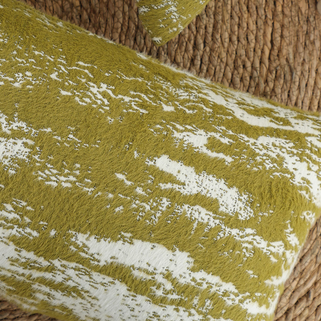 SOGA 30x50cm Olive Green & White Textured Decorative Pillowcase