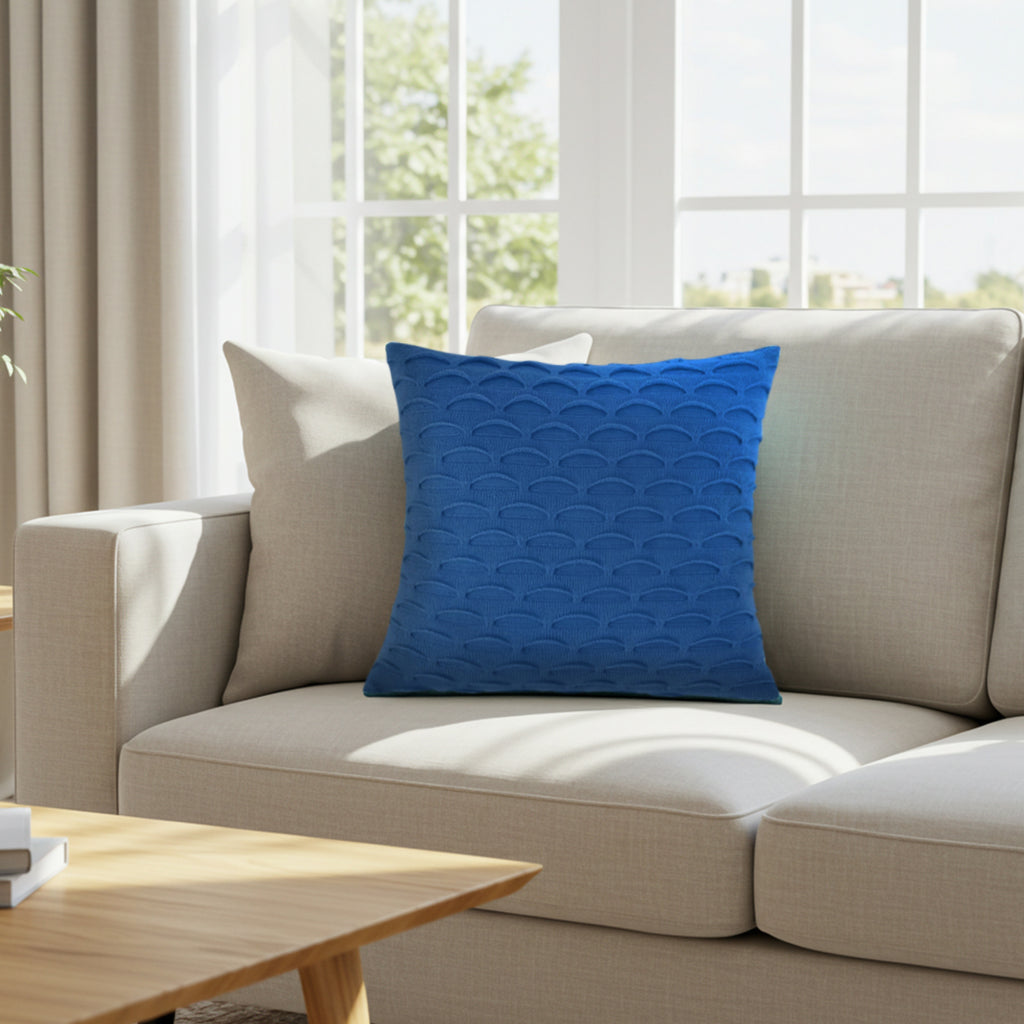 SOGA 45cm Scalloped Wave Pillowcase (Navy Blue)