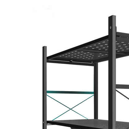 SOGA 5 Tier Steel Black Foldable Display Stand Multi-Functional Shelves Portable Storage Organizer with Wheels