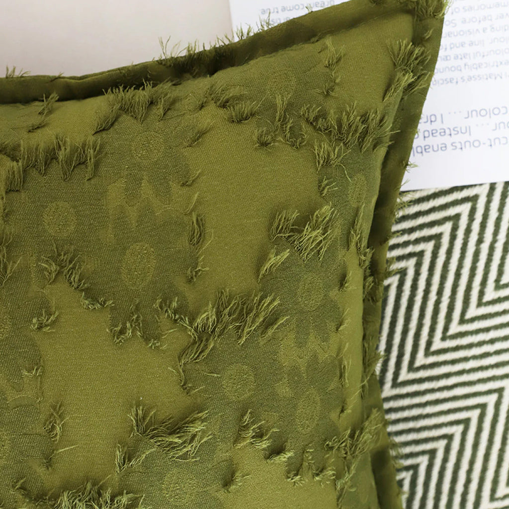 SOGA 45cm Textured Olive Green Accent Pillow Cover