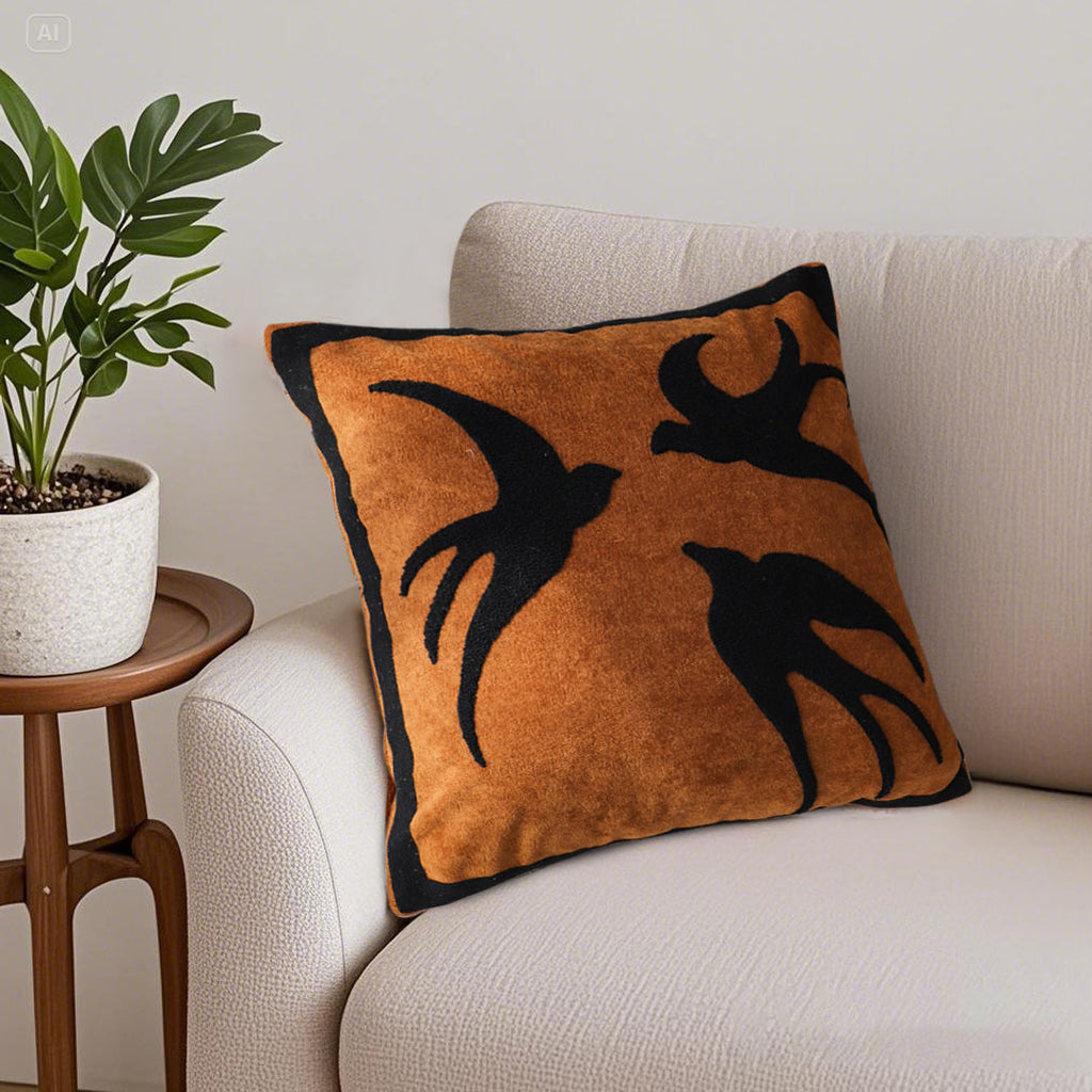 SOGA 2-Pack 45cm Abstract Brown/Orange Velvet Polyester Throw Pillow Cover