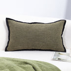 SOGA 30x50cm Versatile Olive Green Lumbar Pillowcase with Black Border