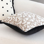 SOGA 45cm Heart Patterned Off-White Square Pillowcase with Black Trim