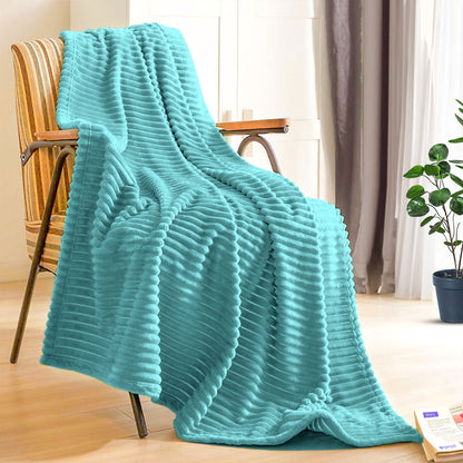 SOGA 2X Throw Blanket Warm Cozy Striped Pattern Thin Flannel Coverlet Fleece Bed Sofa Comforter