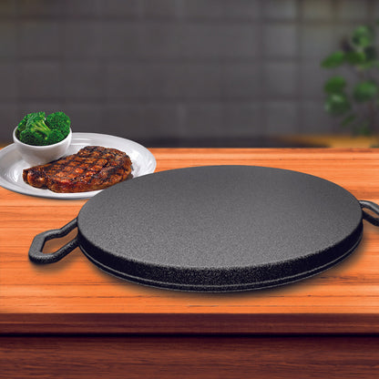 SOGA 2X 28cm Ribbed Cast Iron Frying Pan Skillet Coating Steak Sizzle Platter