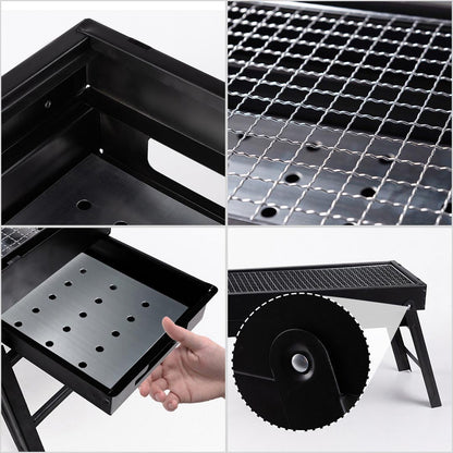 SOGA 2X 60cm Portable Folding Thick Box-Type Charcoal Grill for Outdoor BBQ Camping