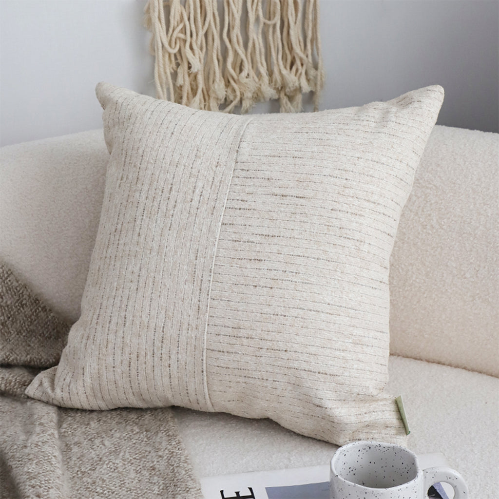 SOGA 45cm Vibrant Floral Linen Pillowcase – Neutral Beige