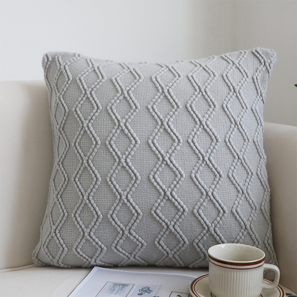 SOGA 45cm Light Gray Diamond Knit Pillowcase
