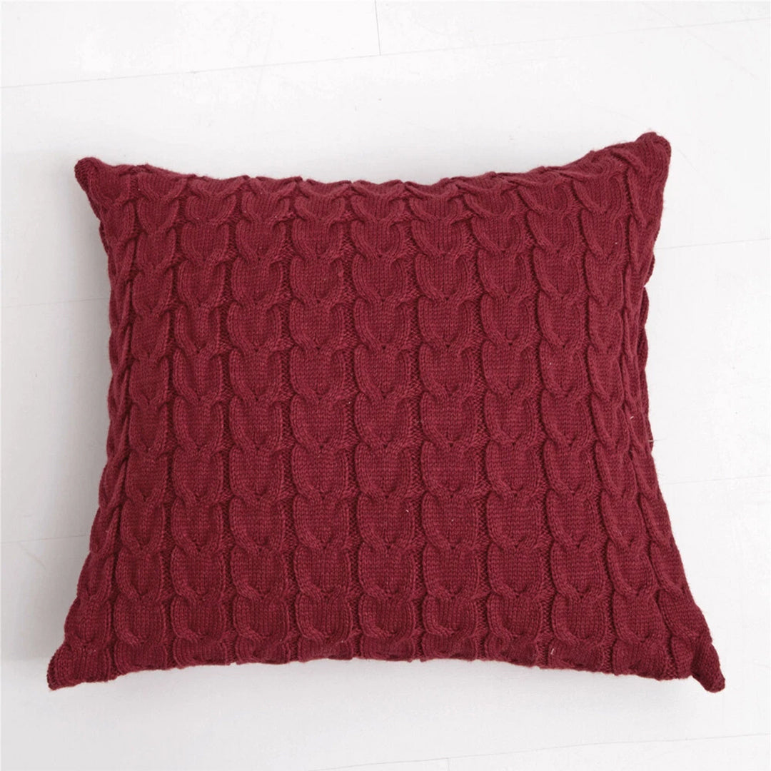 SOGA 45cm Cable Knit Pillowcase (Deep Red)