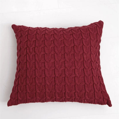 SOGA 45cm Cable Knit Pillowcase (Deep Red)