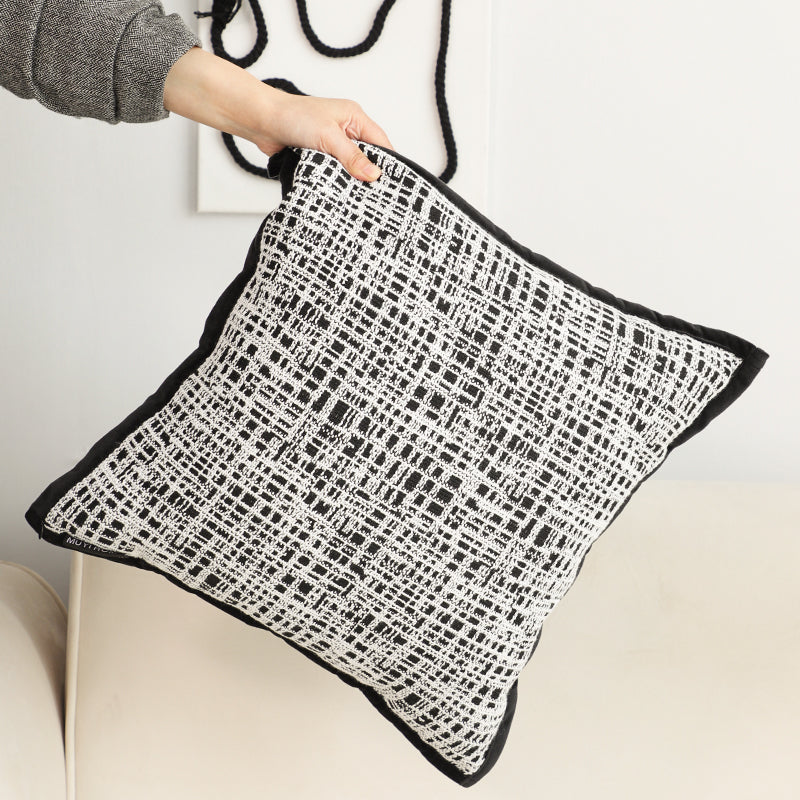 SOGA 45cm Abstract Grid Monochrome Pillowcase