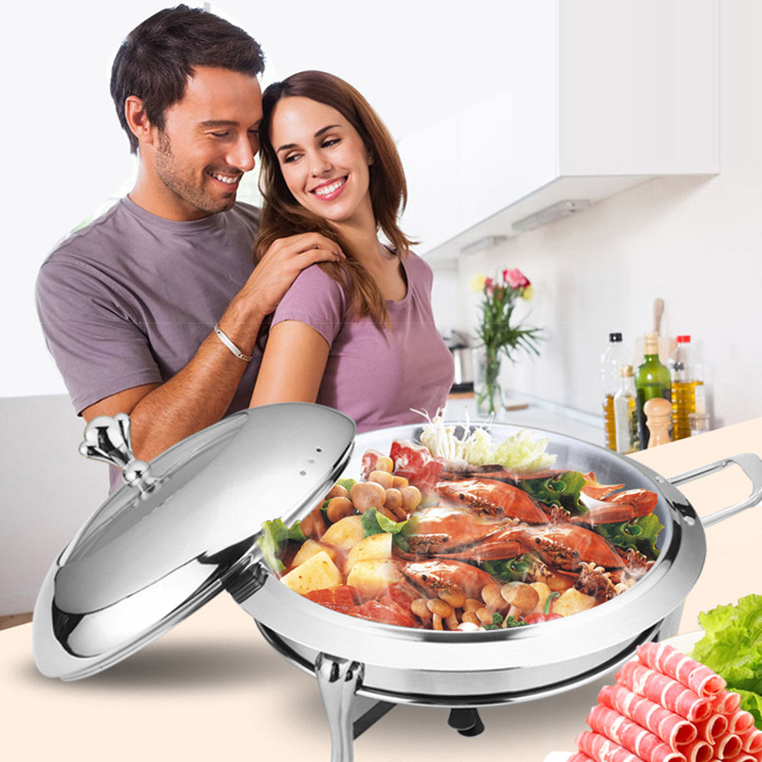 SOGA Stainless Steel Round Buffet Chafing Dish Cater Food Warmer Chafer with Glass Top Lid