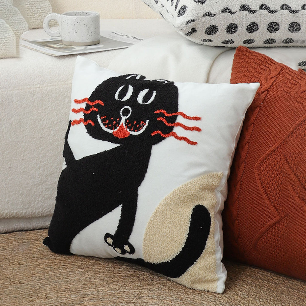 SOGA 45cm Playful Black Cat Silhouette Pillowcase