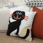 SOGA 45cm Playful Black Cat Silhouette Pillowcase