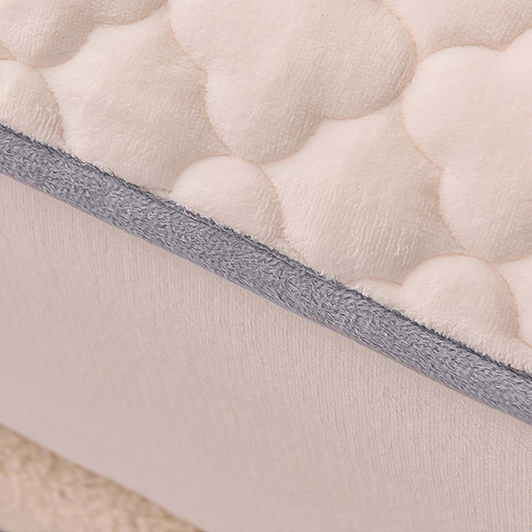 SOGA Beige 138cm Wide Mattress Cover Thick Quilted Fleece Stretchable Clover Design Bed Spread Sheet Protector with Pillow Covers