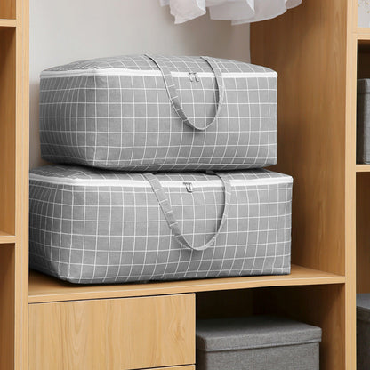 SOGA 2X Grey Plaid  Super Large Storage Luggage Bag Double Zipper Foldable Travel Organiser Essentials