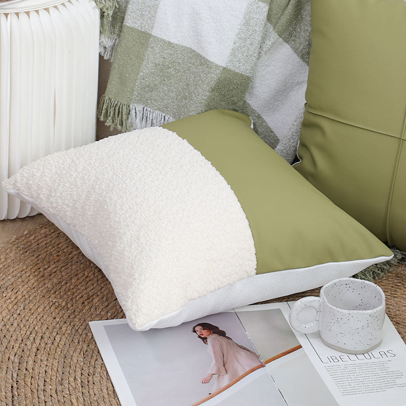 SOGA 45cm Modern Two-Tone Green & Cream Pillowcase