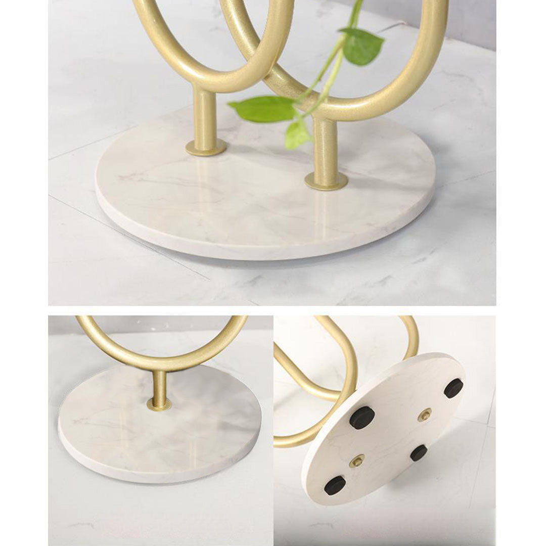 SOGA U Shaped Plant Stand Round Flower Pot Tray Living Room Balcony Display Gold Metal Decorative Shelf