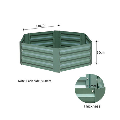 SOGA 2X 60cm Hexagon Shape Galvanised Raised Garden Bed Vegetable Herb Flower Outdoor Planter Box