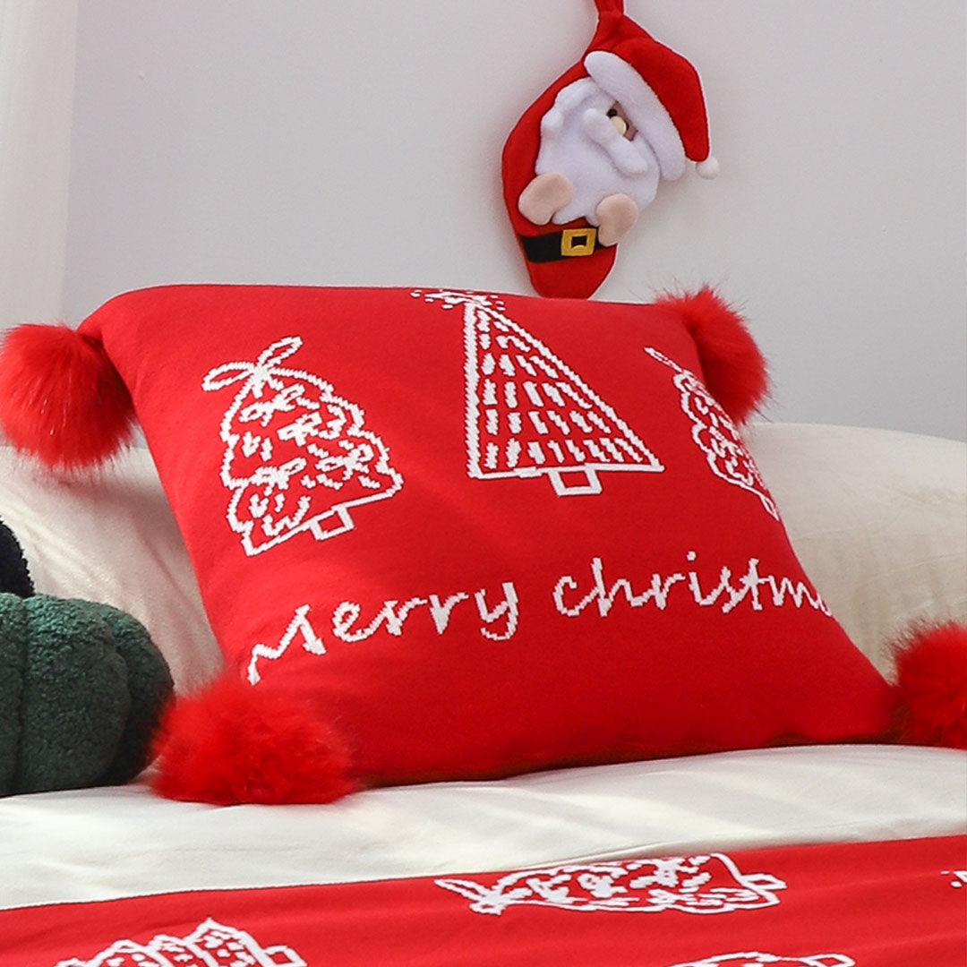 SOGA 45cm Whimsical Red Christmas Tree Pillowcase