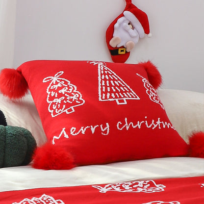 SOGA 45cm Whimsical Red Christmas Tree Pillowcase