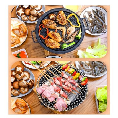 SOGA Cast Iron Round Stove Charcoal Table Net Grill Japanese Style BBQ Picnic Camping with Wooden Board