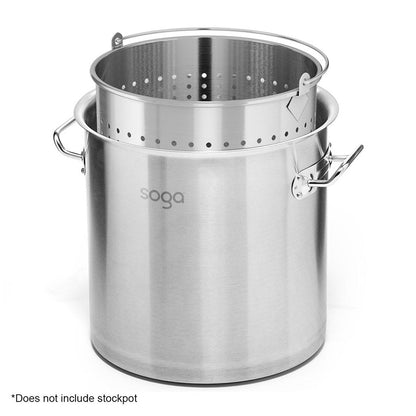 SOGA 2X 50L 18/10 Stainless Steel Perforated Stockpot Basket Pasta Strainer with Handle