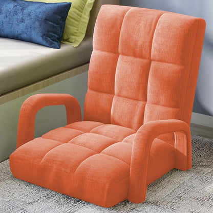 SOGA 4X Foldable Lounge Cushion Adjustable Floor Lazy Recliner Chair with Armrest Orange