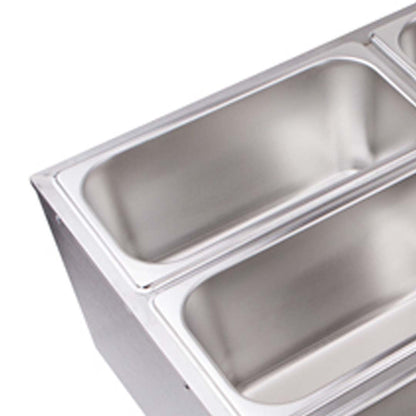 SOGA Stainless Steel 6 X 1/3 GN Pan Electric Bain-Marie Food Warmer with Lid