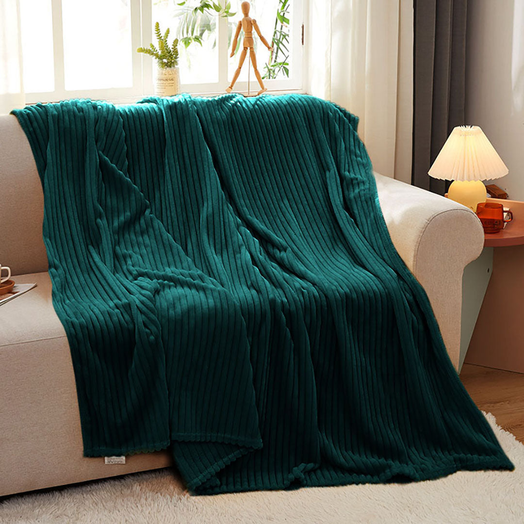 SOGA 2X Throw Blanket Warm Cozy Striped Pattern Thin Flannel Coverlet Fleece Bed Sofa Comforter