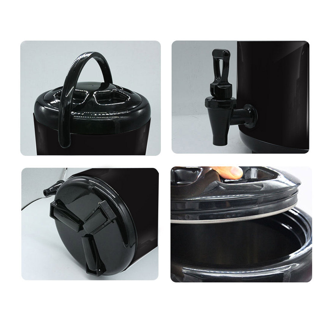 SOGA 4X 4.8 Gal Stainless Steel Insulated Milk Tea Barrel Hot and Cold Beverage Dispenser Container with Faucet Black
