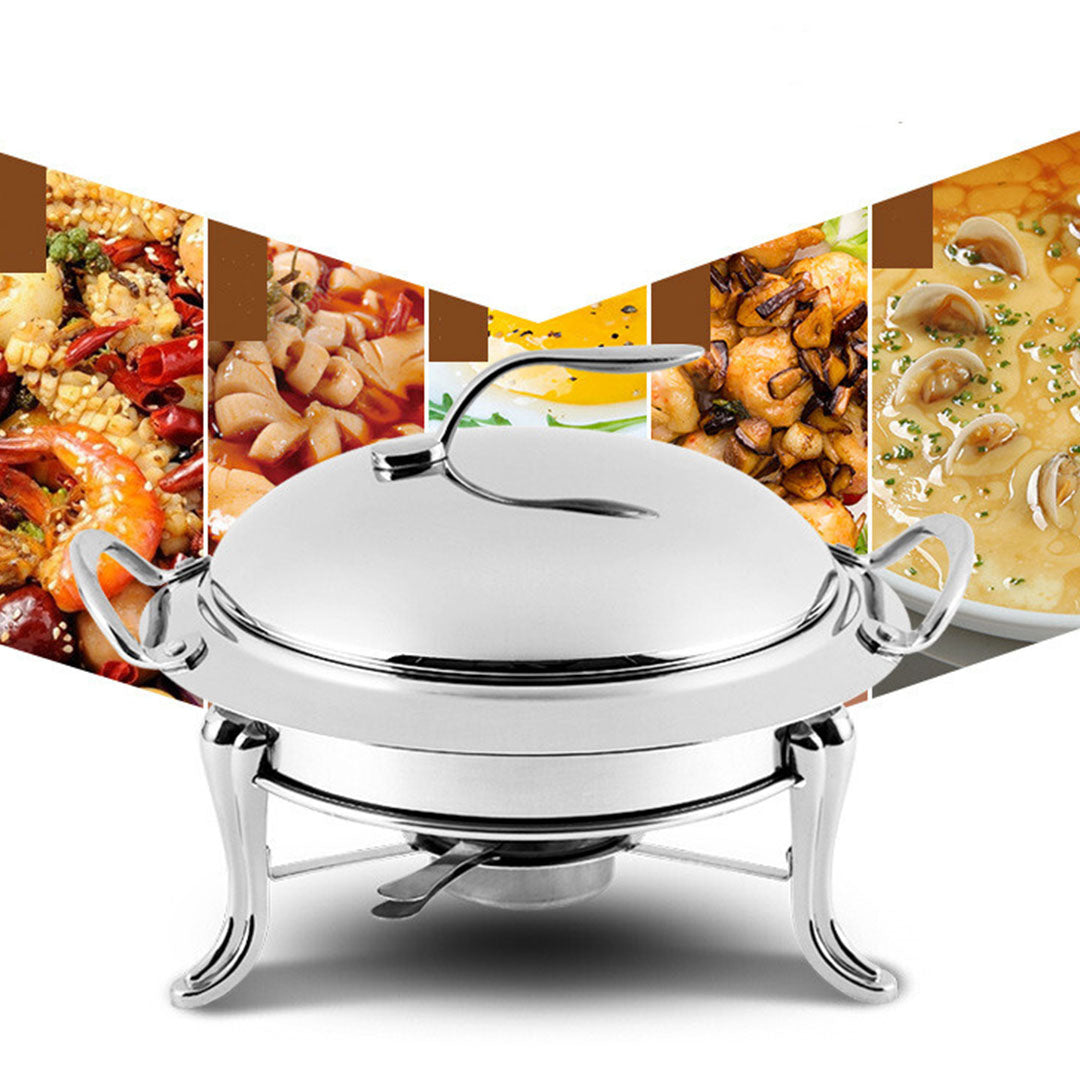 SOGA Stainless Steel Gold Accents Round Buffet Chafing Dish Cater Food Warmer Chafer with Glass Top Lid