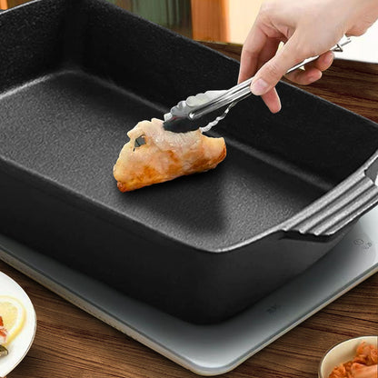 SOGA 2X 38cm Cast Iron Rectangle Bread Cake Baking Dish Lasagna Roasting Pan