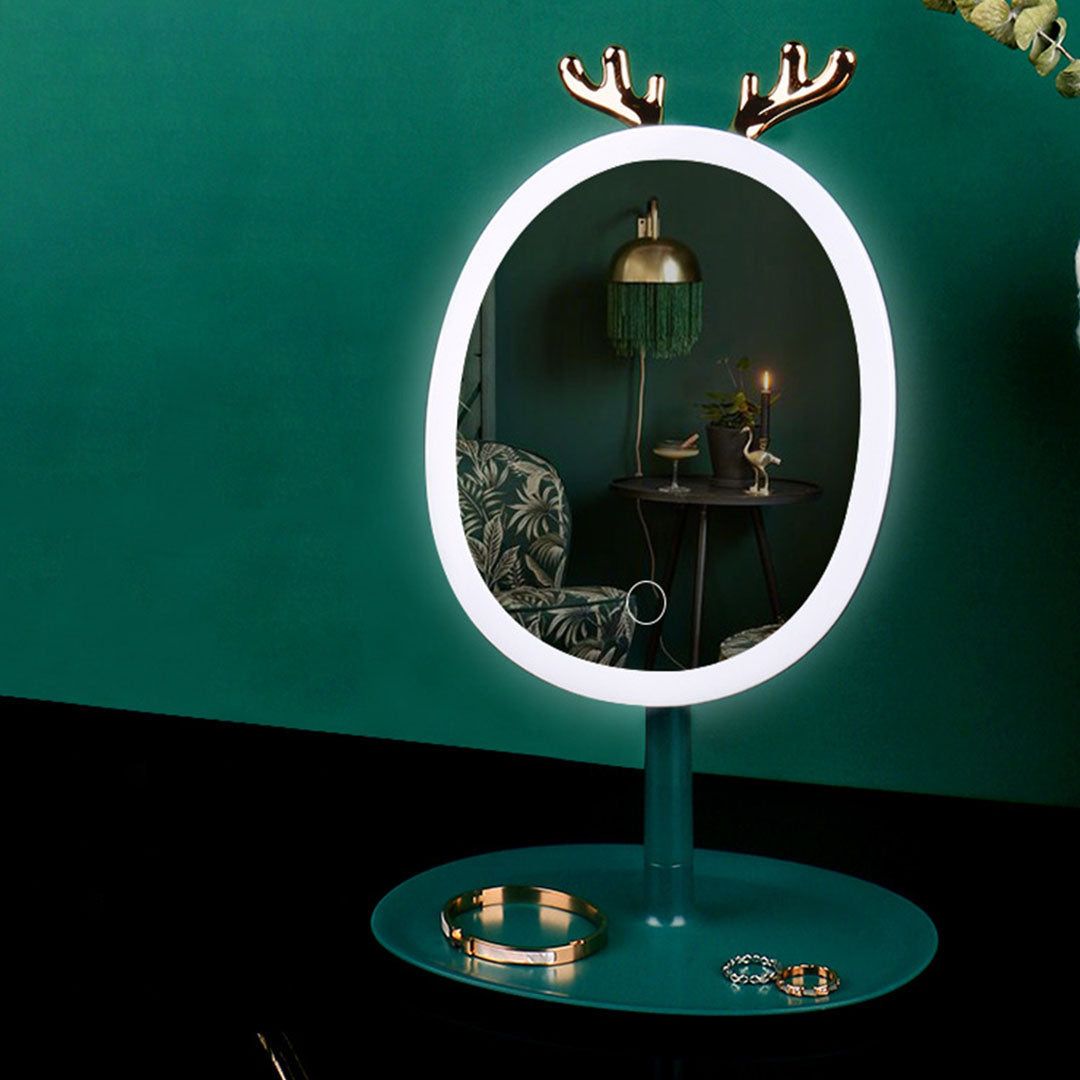 SOGA Green Antler LED Light Makeup Mirror Tabletop Vanity Home Decor